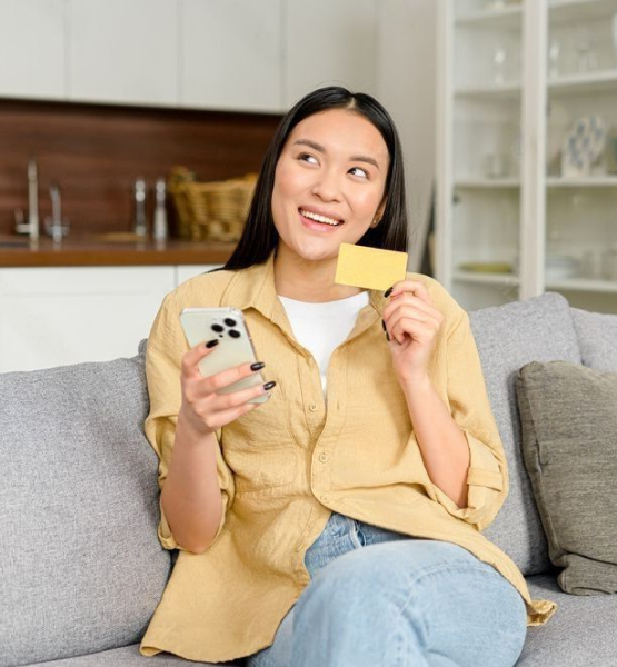 happy woman money